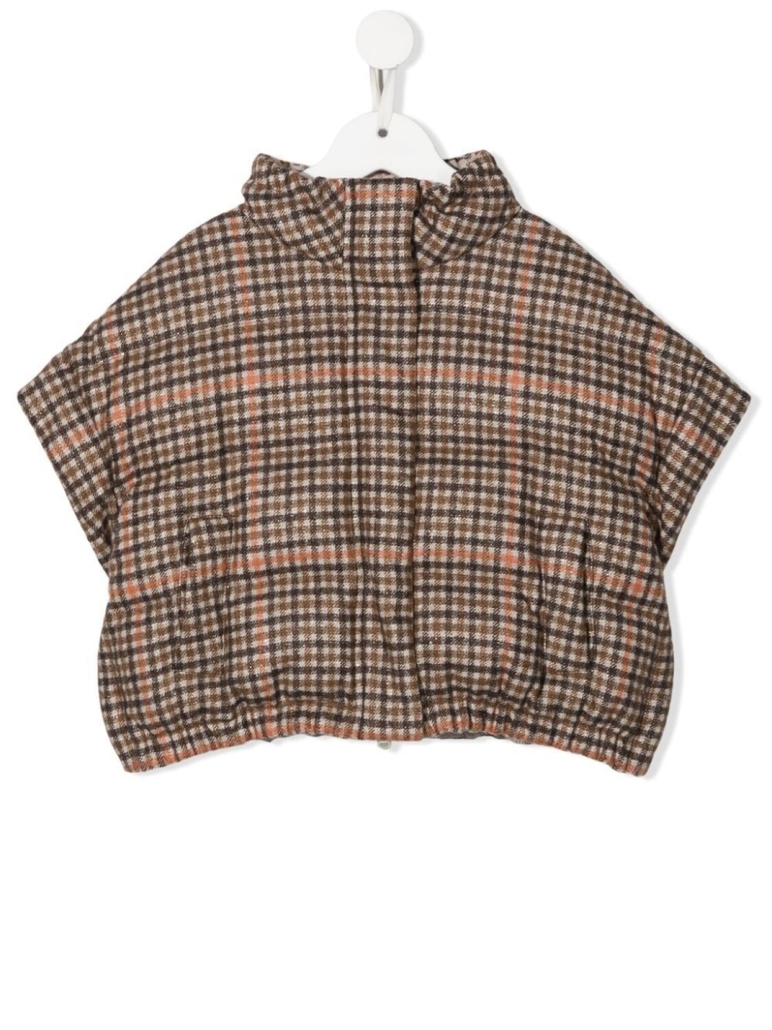 

Brunello Cucinelli Kids пуховик в клетку, нейтральный цвет