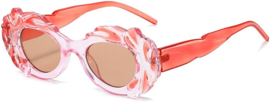 

Винтажные женские солнцезащитные очки овальной формы, стильные, конфетного цвета, в форме облака, модные, в стиле панк, с защитой от УФ-излучения UV400, спортивные очки WNCKSQ, Pink