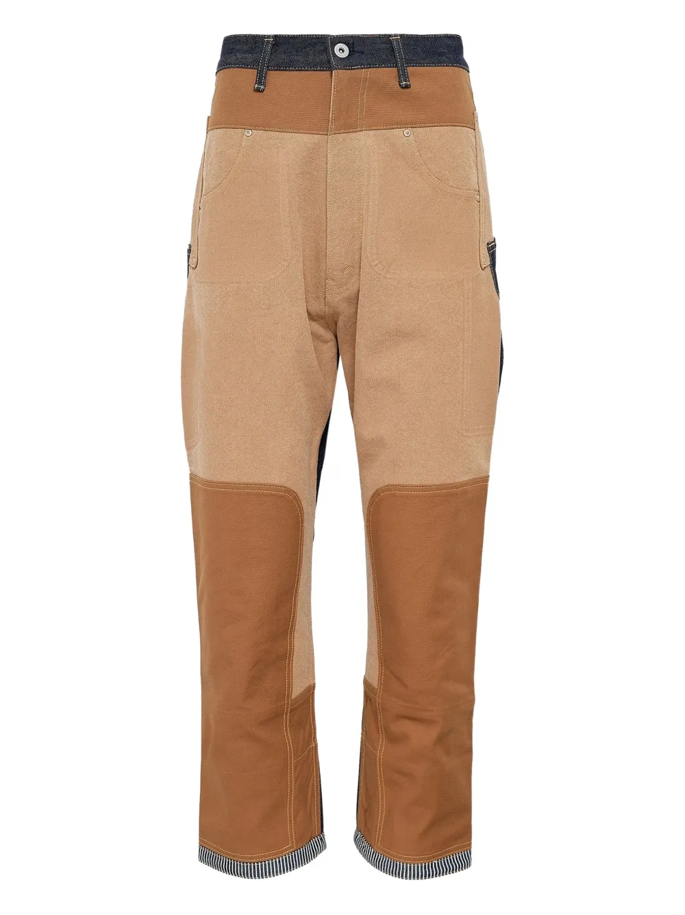 

Джинсы из хлопка в технике пэчворк JUNYA WATANABE, коричневый