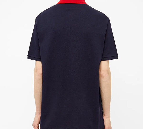 Футболка gg logo embroidered contrasting colors short sleeve polo shirt navy blue Gucci, синий — фото 4
