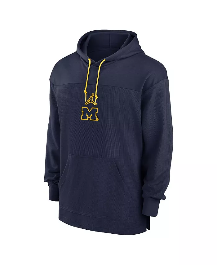 Мужская синяя толстовка Michigan Wolverines 2024/25 Sideline Jersey Performance Pullover Hoodie Jordan — фото 3