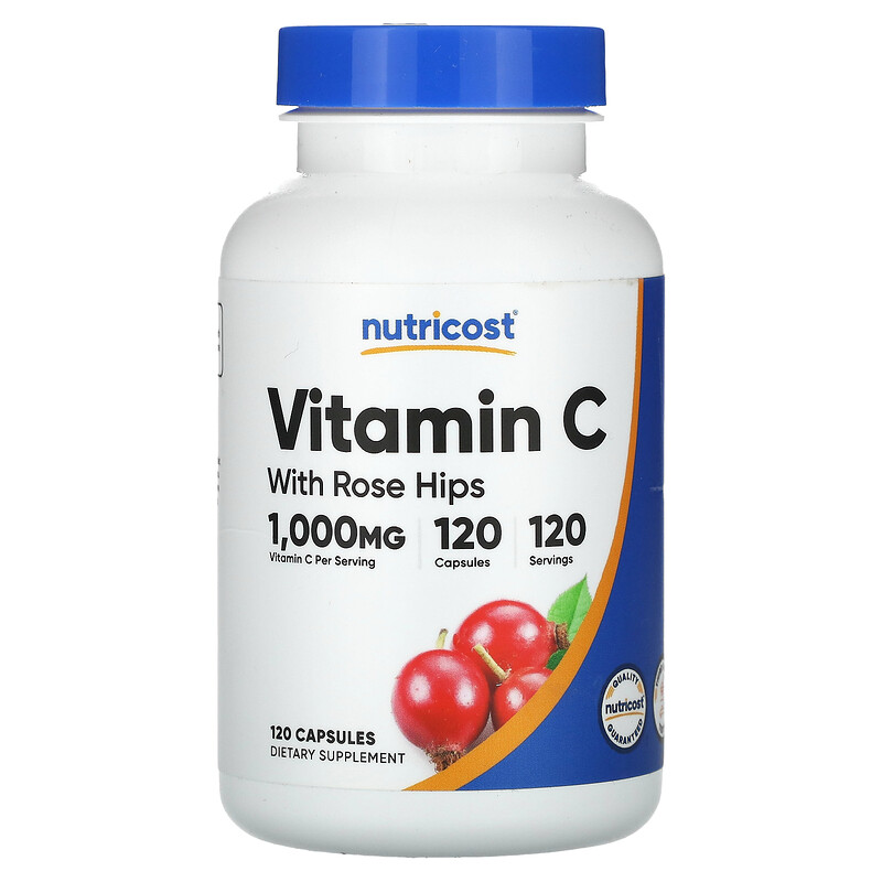 

Nutricost, витамин C с шиповником, 120 капсул