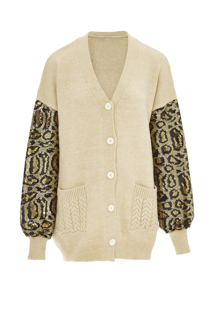 

Вязаный кардиган IMANE Knit Cardigan, бежевый