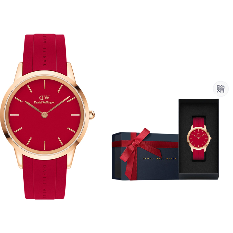 

DW/DanielWellington Часы Daniel Wellington ICONIC Collection Wrist Watch Quartz Movement Rubber Strap Red Watch Dial Men's Watch