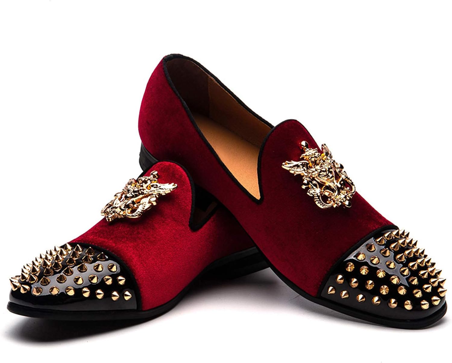 

Мужские лоферы из натуральной кожи с металлической текстурой и блестками, без шнурков JITAI, красный