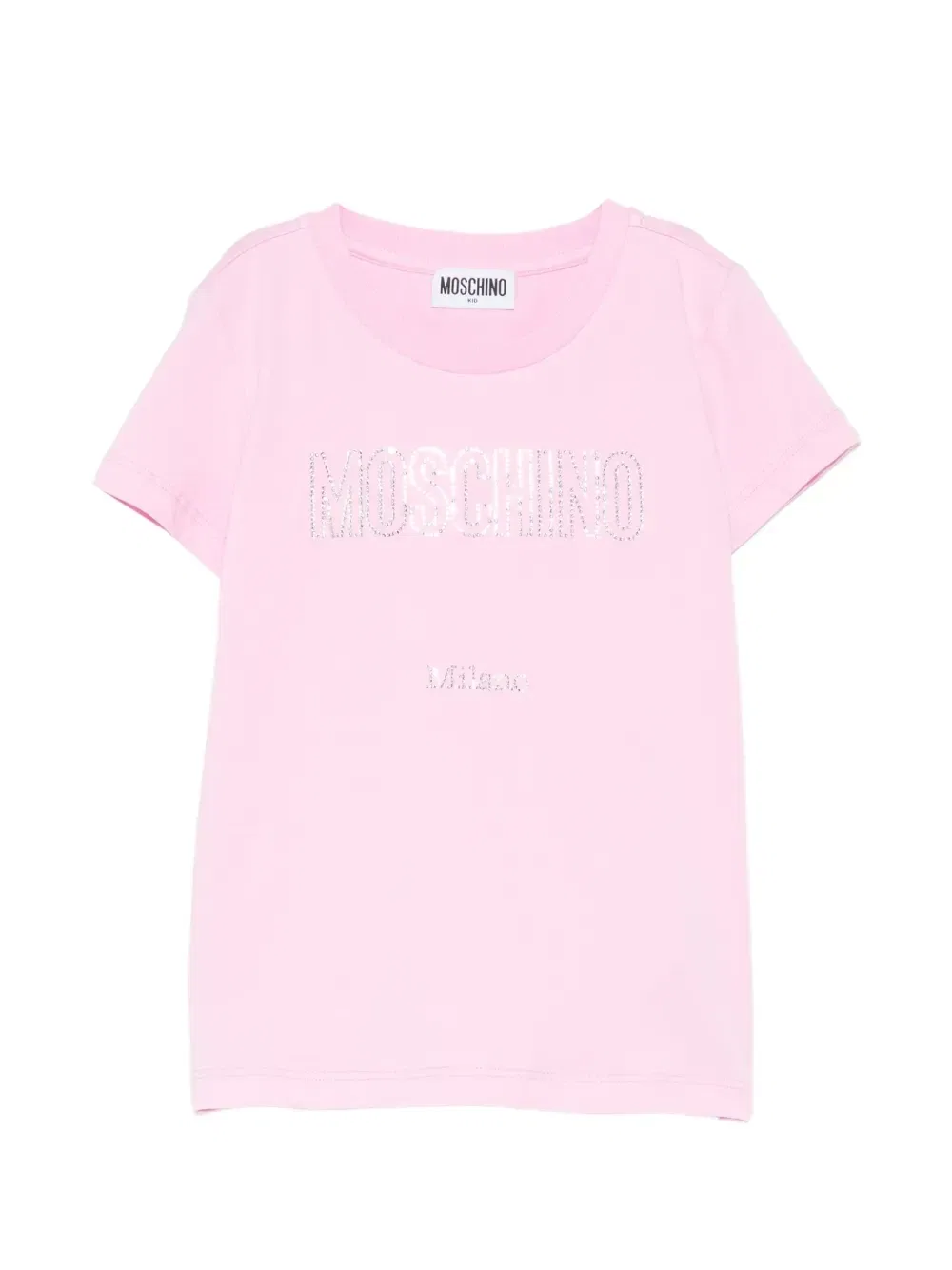 Футболка с отделкой кристаллами Moschino Kids, розовый