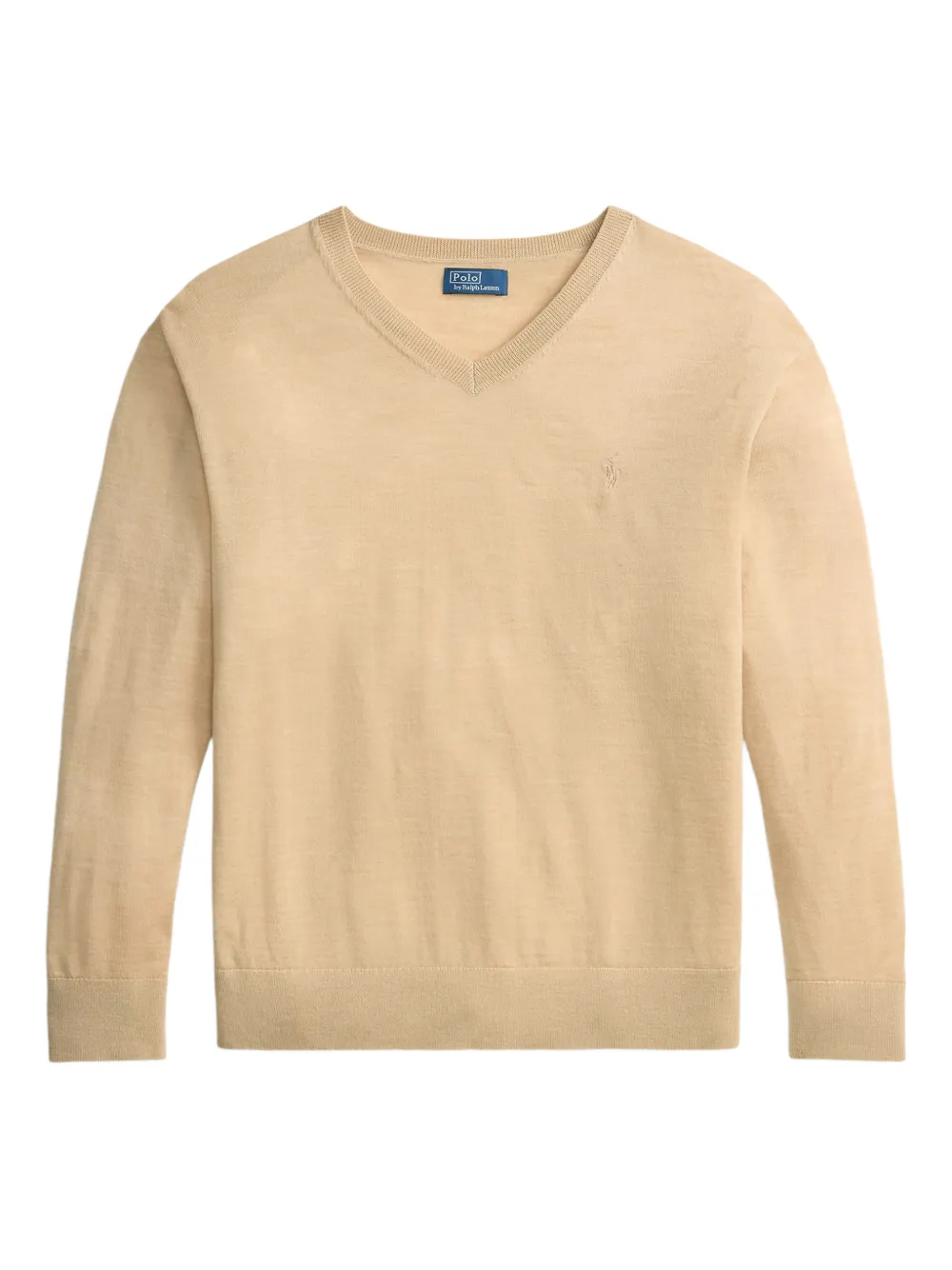 

Свитер из шерсти мериноса с V-образным вырезом Polo Ralph Lauren, бежевый