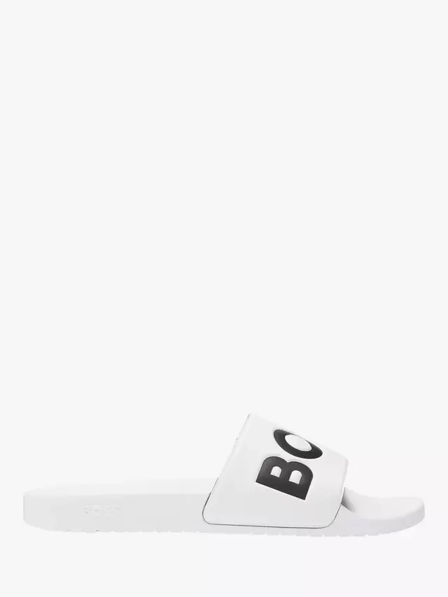 Сандалии-шлепанцы BOSS с большим логотипом, белые HUGO BOSS