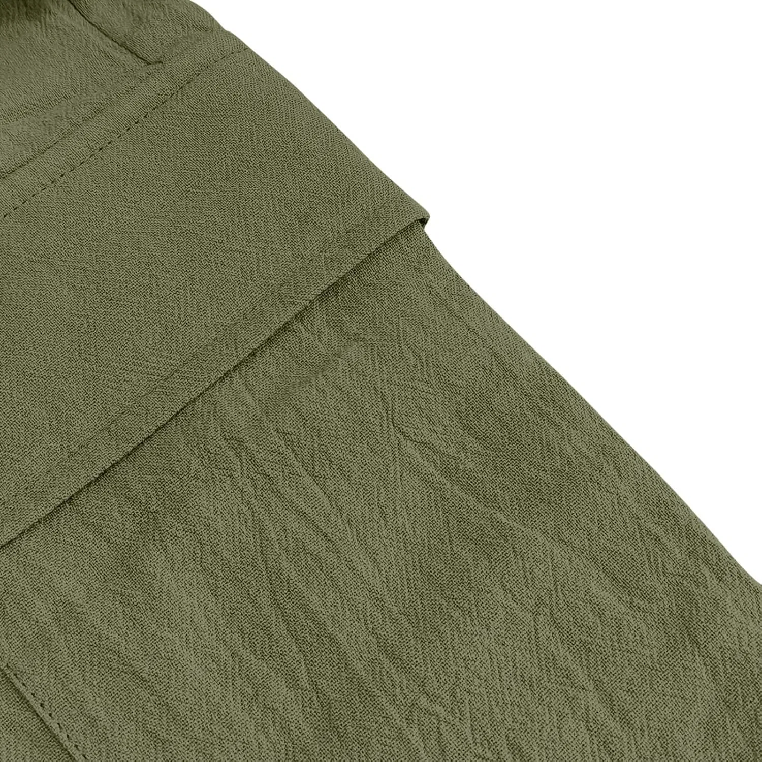 Шорты мужские из льна с хлопком, бренд Generic, цвет A01_army Green — фото 3