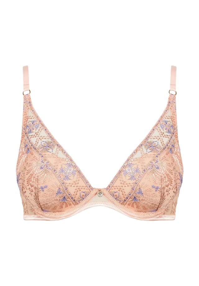 

Вышивка на треугольном бюстгальтере Aubade, цвет 0 levander aura