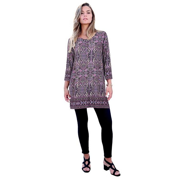 

Женская футболка-туника Henley plus size Ultra Drape Roaman'S, Purple Medallion, Фиолетовый, Женская футболка-туника Henley plus size Ultra Drape Roaman'S, Purple Medallion