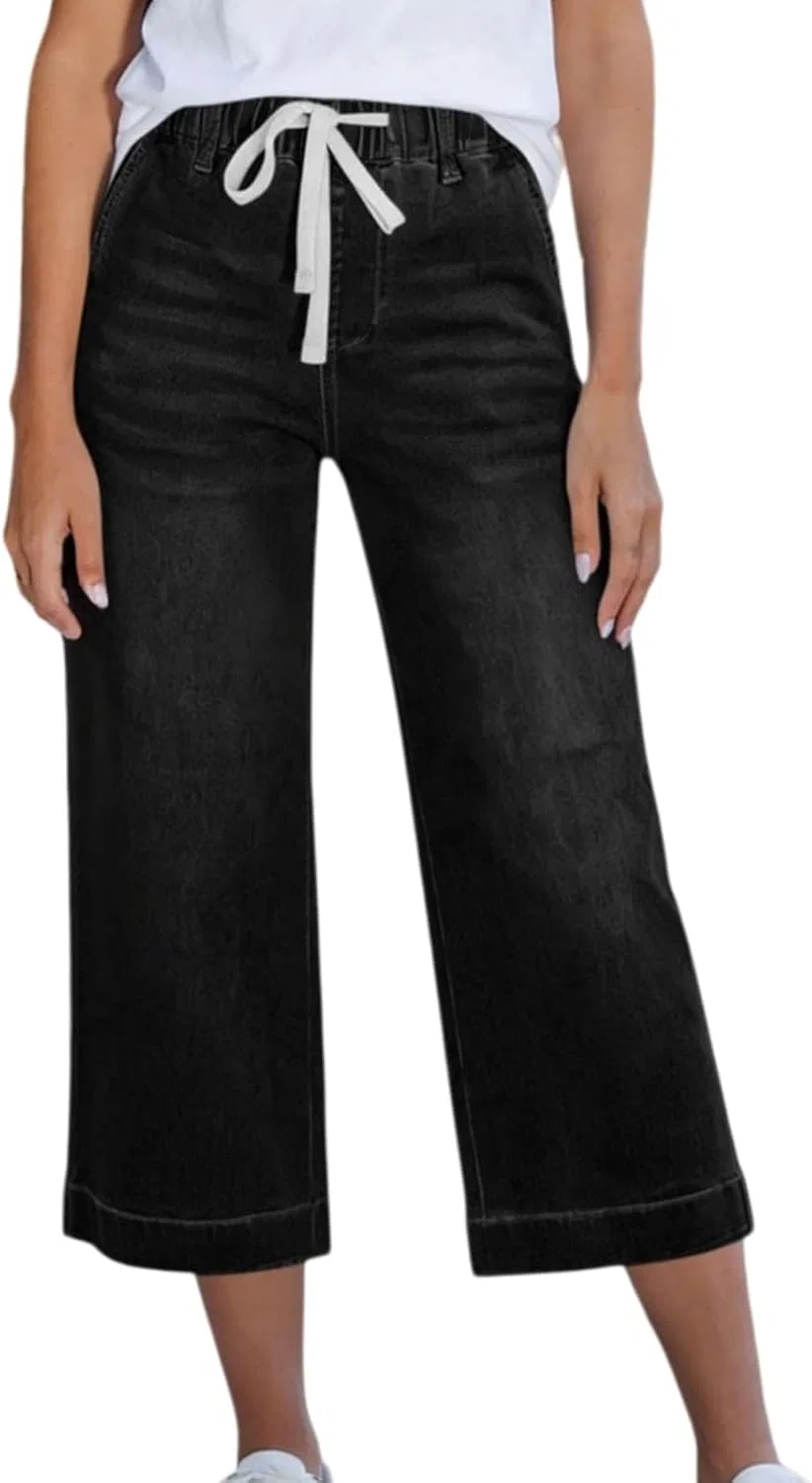 Джинсы широкие прямые Capri, Black