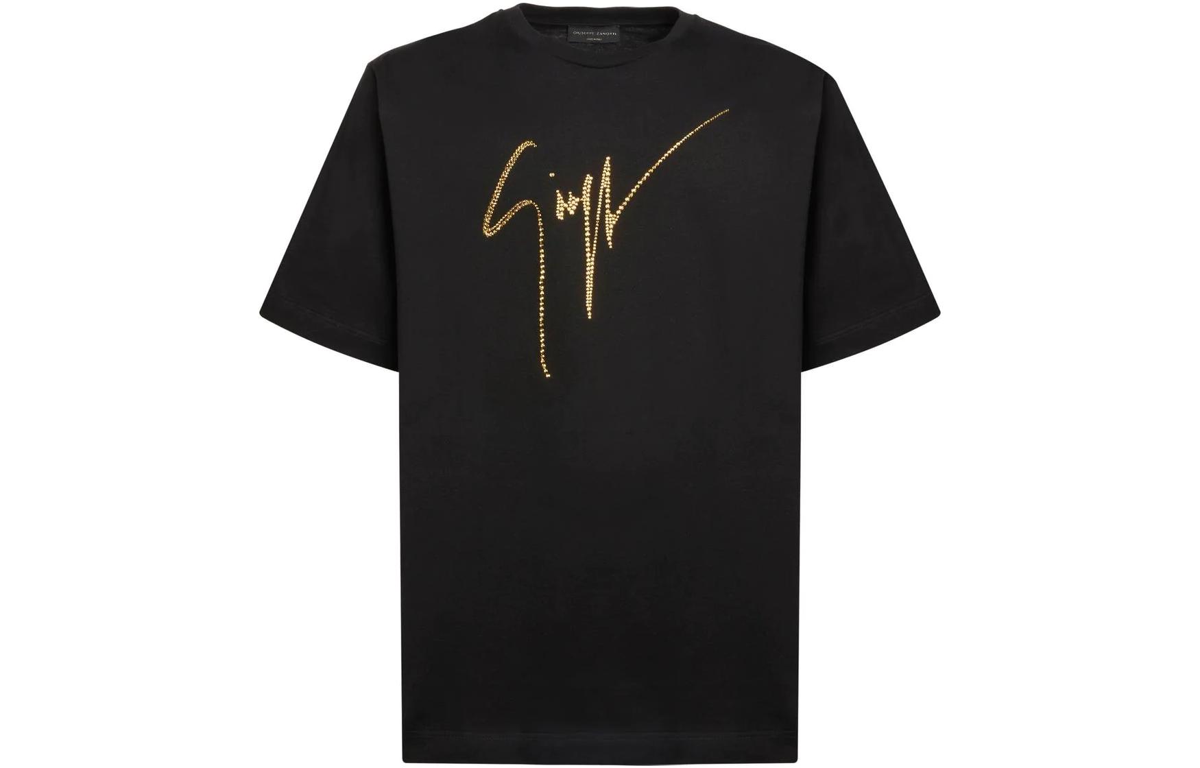 

Футболка с логотипом, украшенная стразами Giuseppe Zanotti, Black Gold