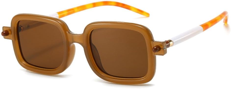 

Модные квадратные солнцезащитные очки для женщин, защита от УФ-излучения UV400, винтажные заклепки, мужские панк-очки, прозрачные градиентные солнцезащитные очки MTZJH, Tea Tea