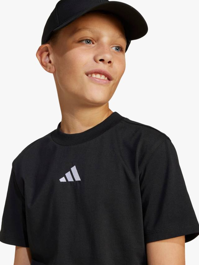 Детская хлопковая футболка Essentials adidas, Black/White — фото 3