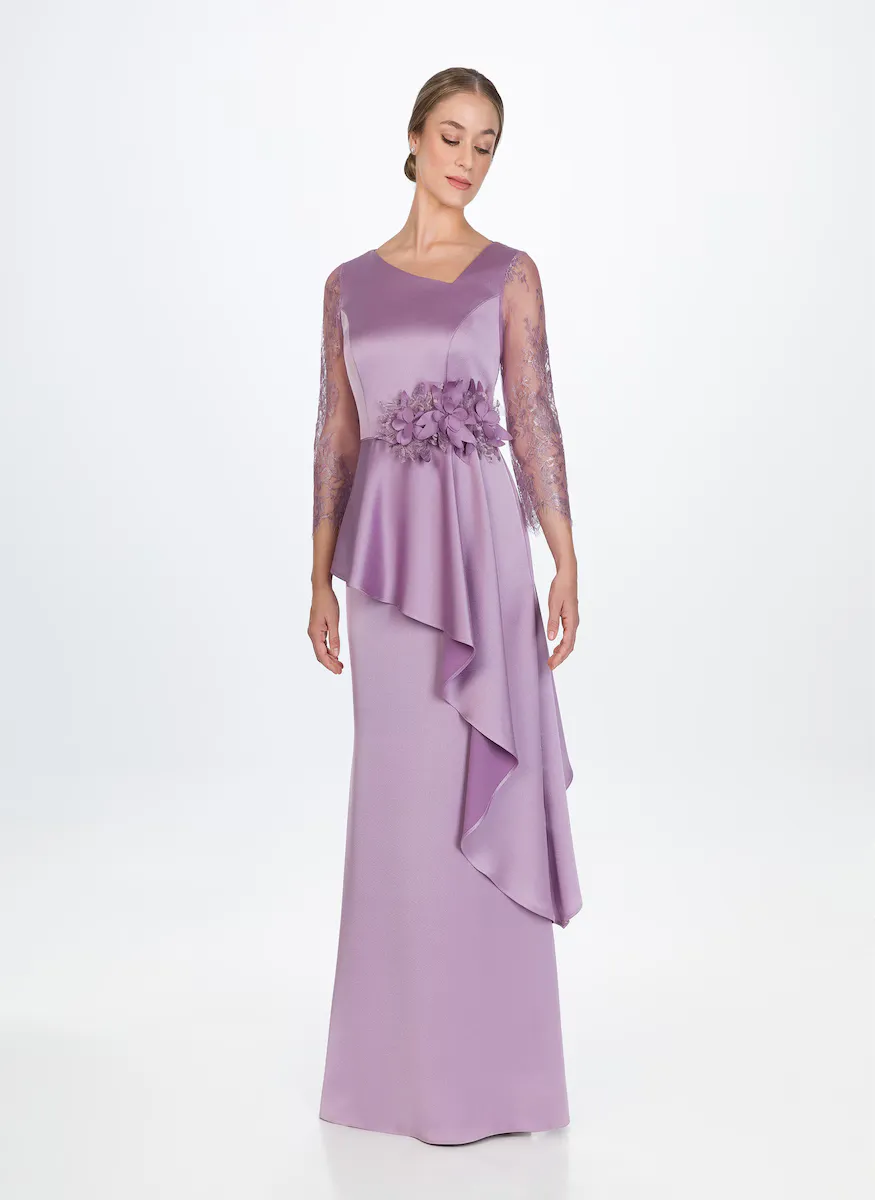 

Длинное платье-русалка с асимметричным вырезом горловины Sonia Peña, лиловый