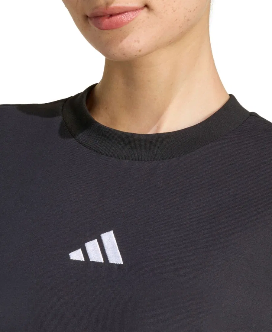 Женская футболка-платье с круглым вырезом и тремя полосками Adidas, черный — фото 4