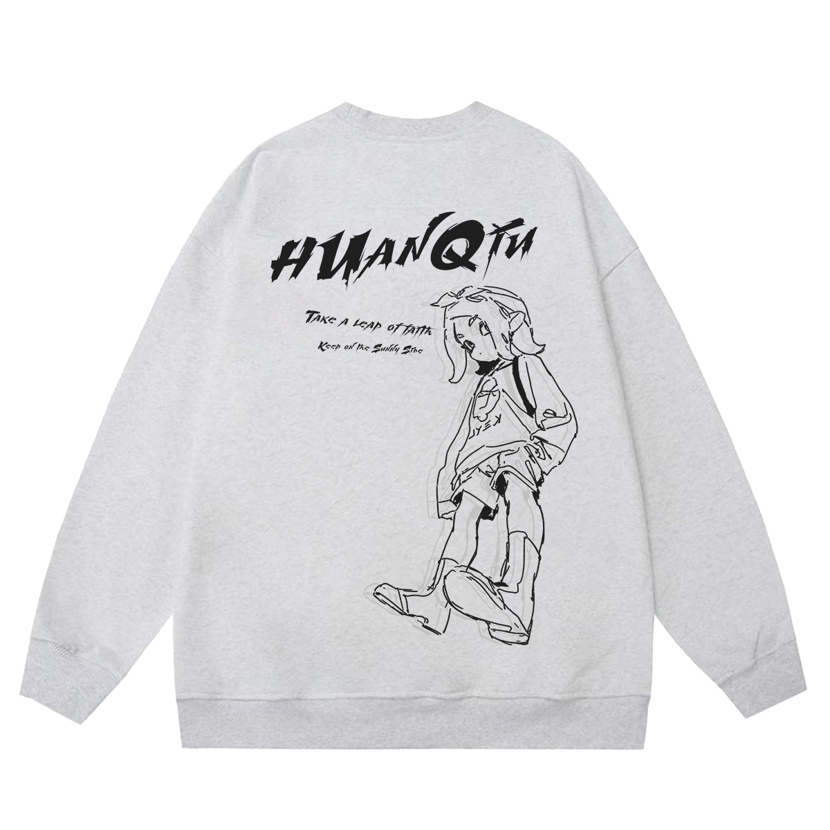

Свитшот Unisex Crew Neck Moderate Heavyweight HUANQIU, белый heather серый
