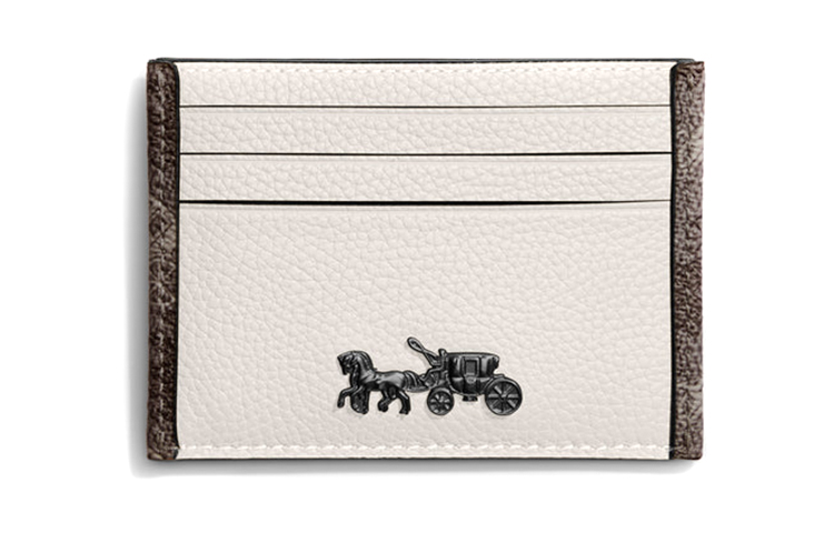 

COACH Чехол для карт из зернистой кожи, мужской, белый