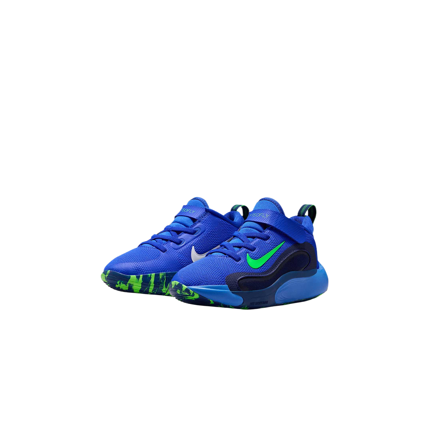 Jordan Детские баскетбольные кроссовки low top с амортизацией и вентиляцией Racing Blue/Space Blue/Dark Navy Blue/Impact Green — фото 4