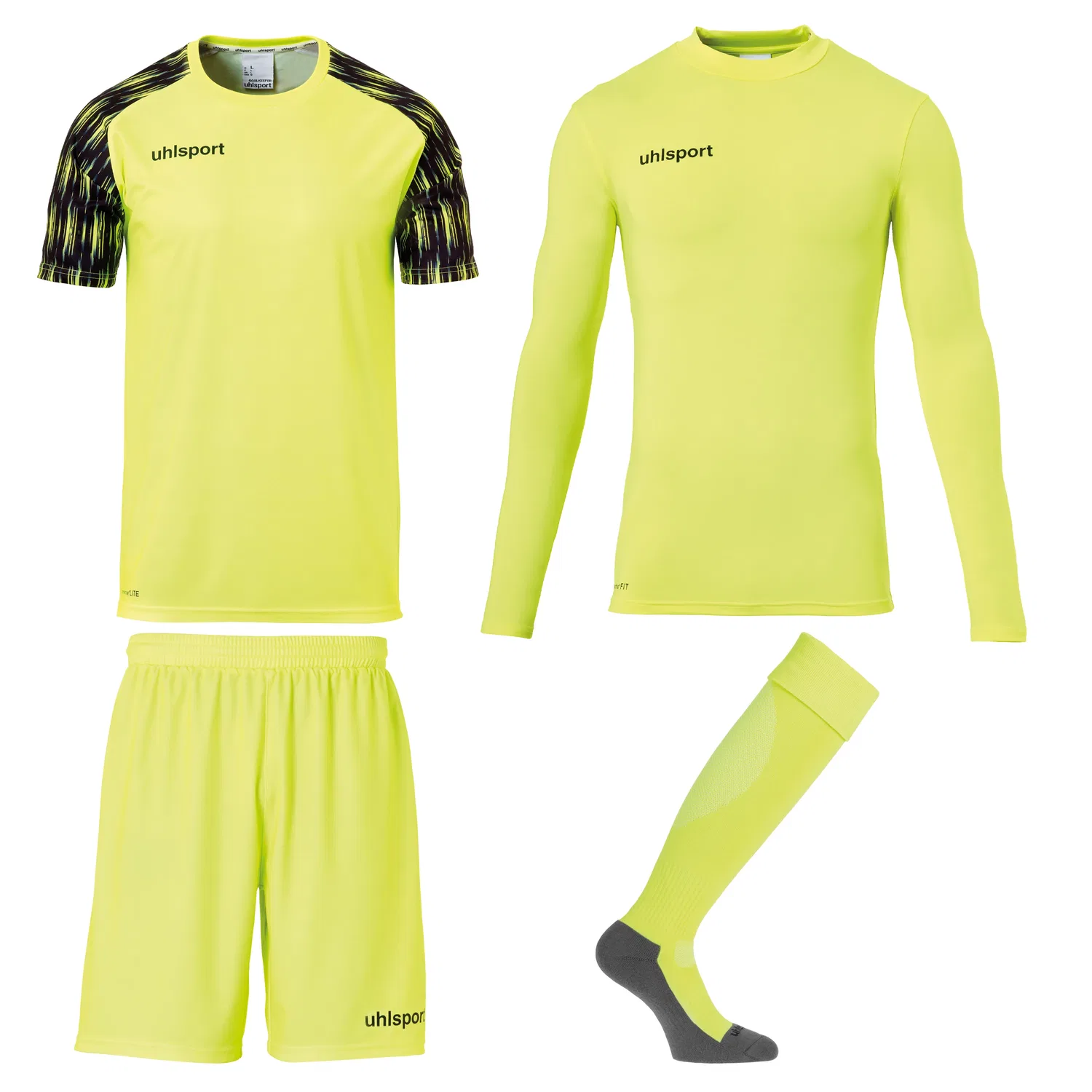 Набор вратаря REACTION GOALKEEPER SET Kids Uhlsport, флуо желтый/черный