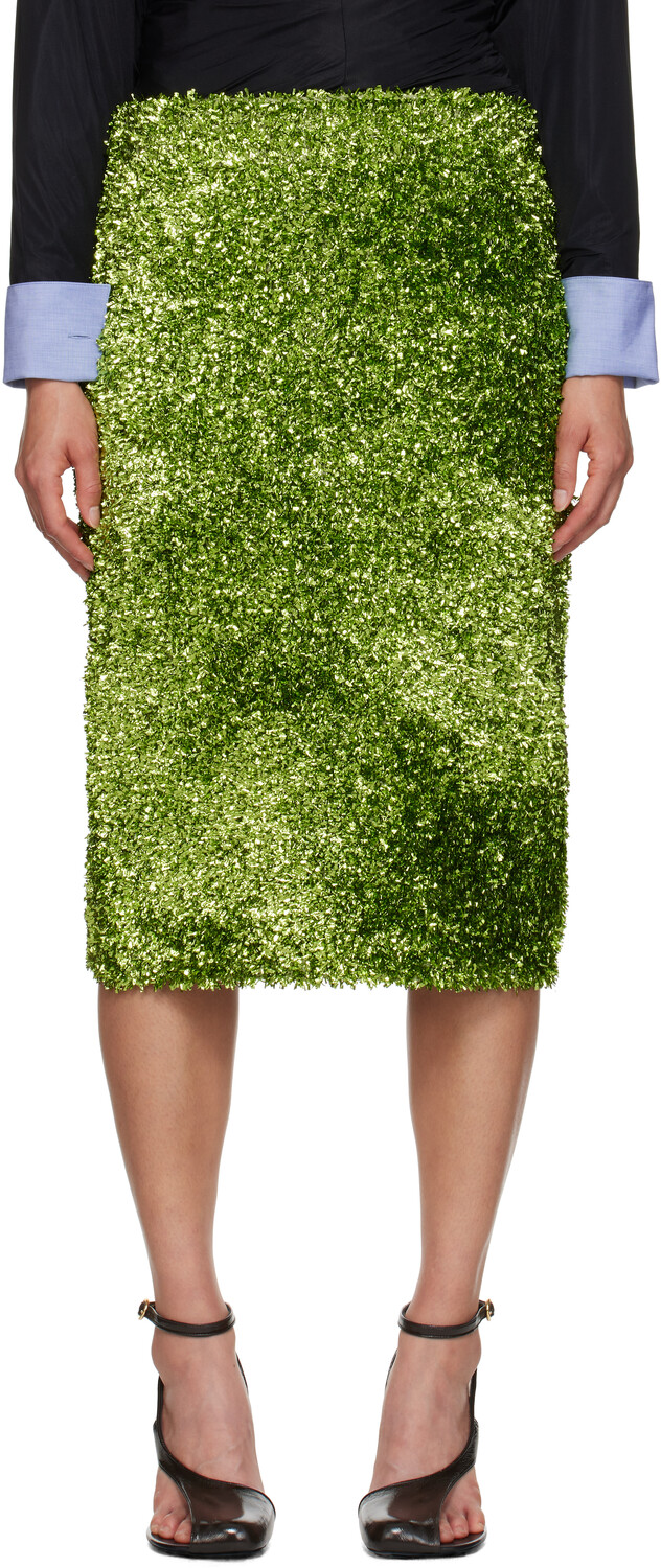 

Юбка миди с мишурой Dries Van Noten, Green
