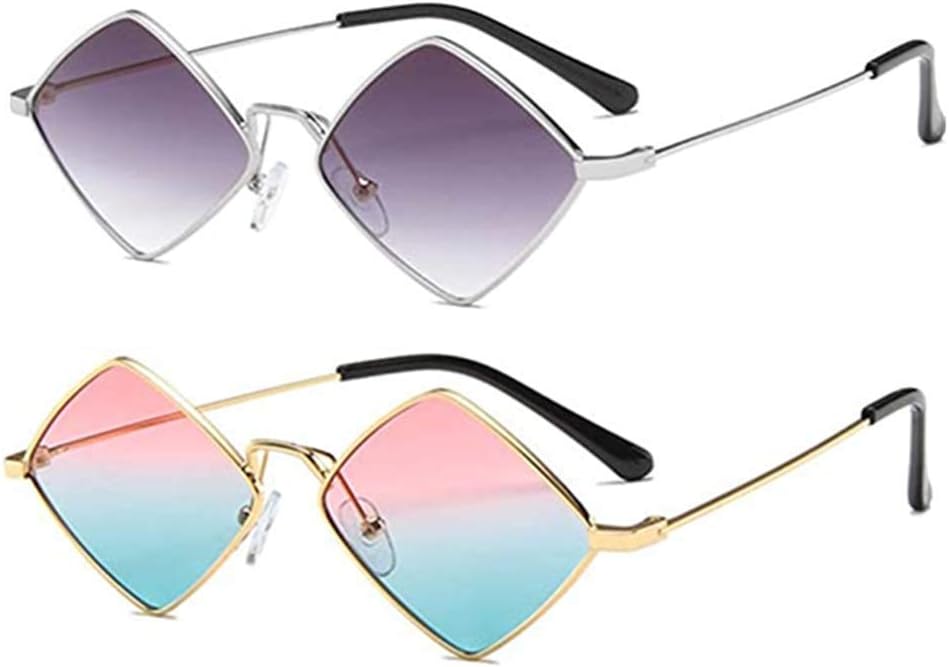 

Солнцезащитные очки ENTHYI в форме бриллианта для мужчин и женщин, металлическая четырехугольная оправа, солнцезащитная пленка, защита от УФ-излучения, Black/Silver+bule/Pink