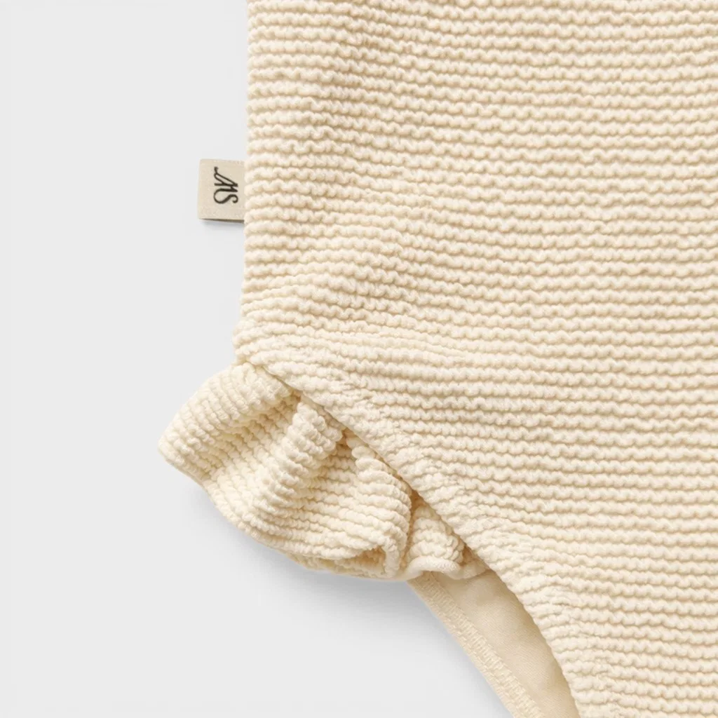Детский купальник Ribbed Ruffle цвета сливочного айвори от Mystella — фото 2
