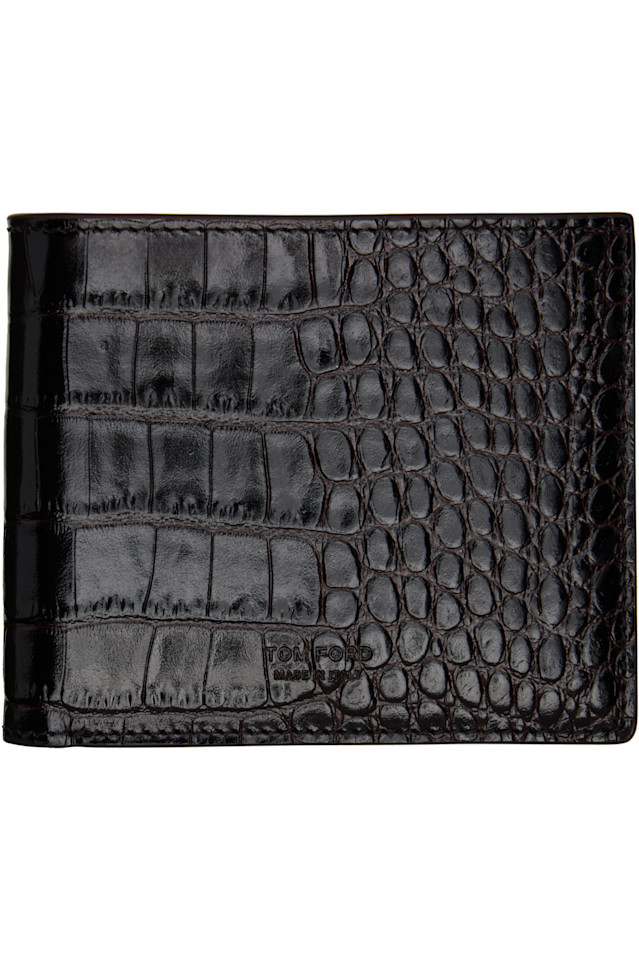 

Tom Ford Классический складной кошелек с коричневым блестящим принтом под крокодиловую кожу