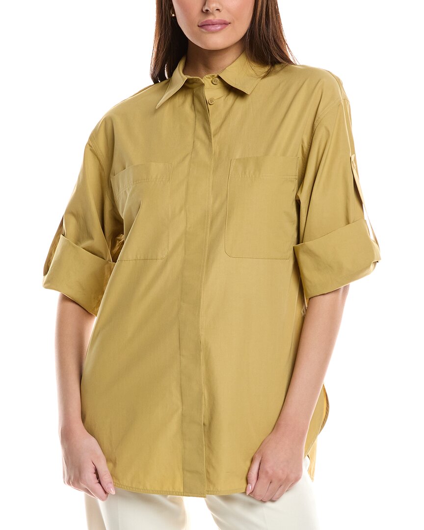 

Lafayette 148 New York Рубашка с нашивкой на рукаве и накладным карманом, бежевый