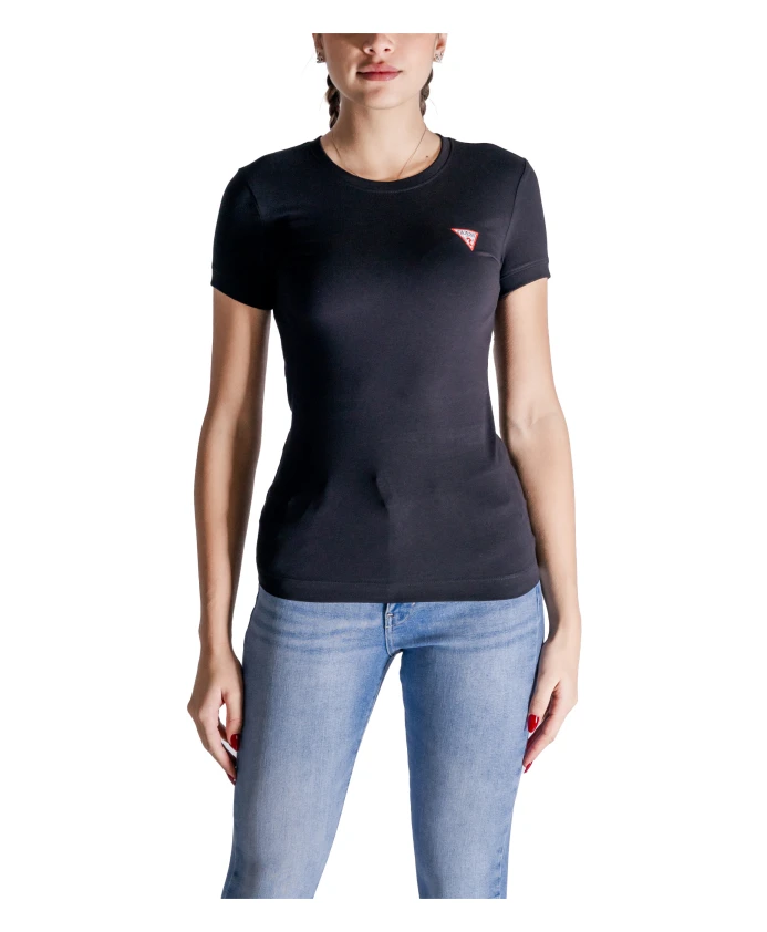 

Черная классическая футболка с короткими рукавами и логотипом Guess, черный