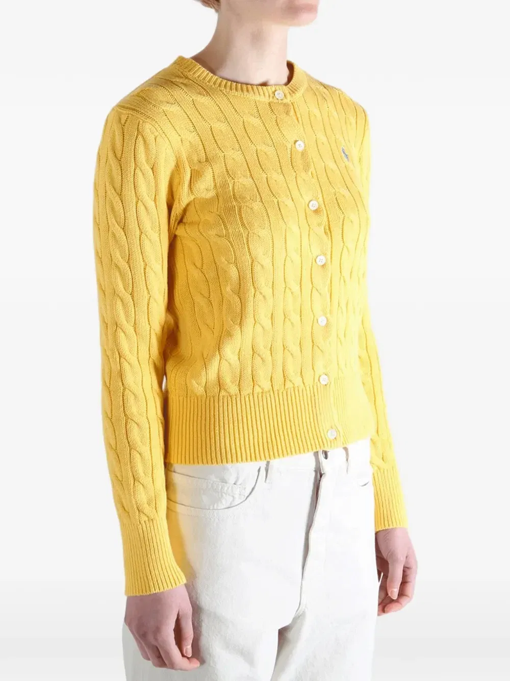 Кардиган фактурной вязки POLO RALPH LAUREN, желтый — фото 3