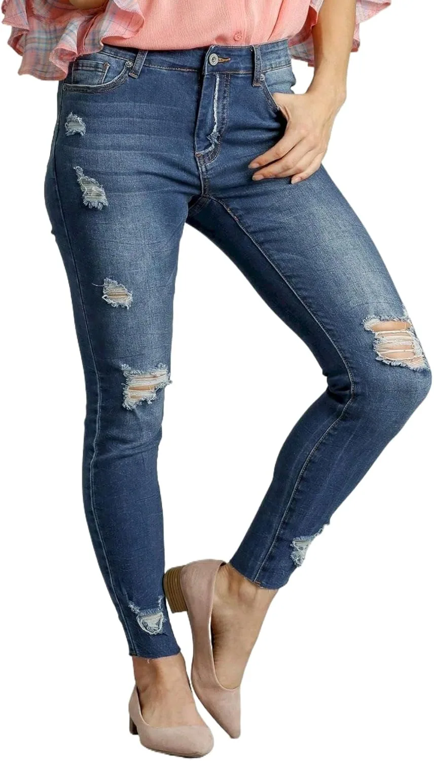 

Женские скинни джинсы классические с потертостями Fourth Dimension Club