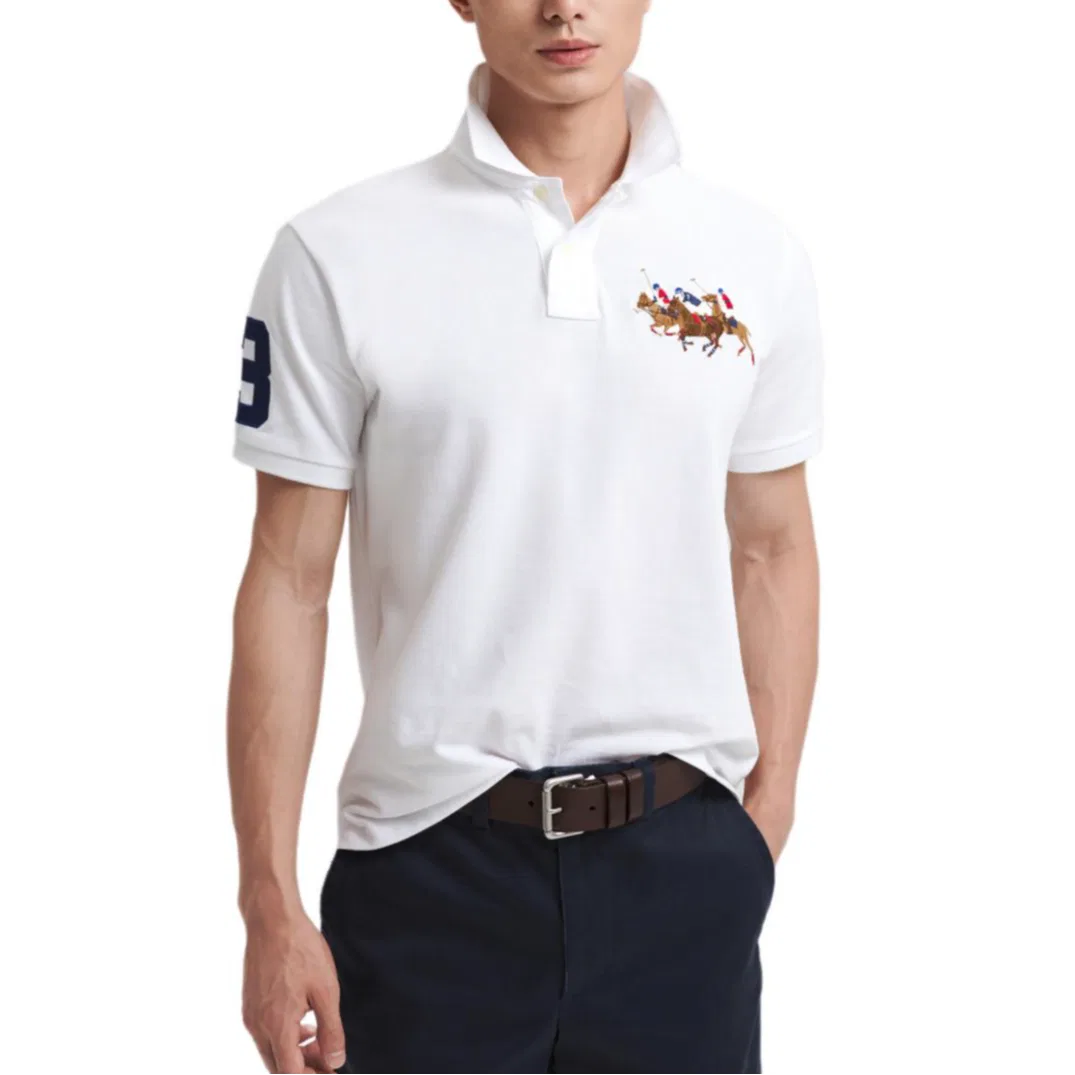 Поло Polo Ralph Lauren Custom Slim Fit белое — фото 3