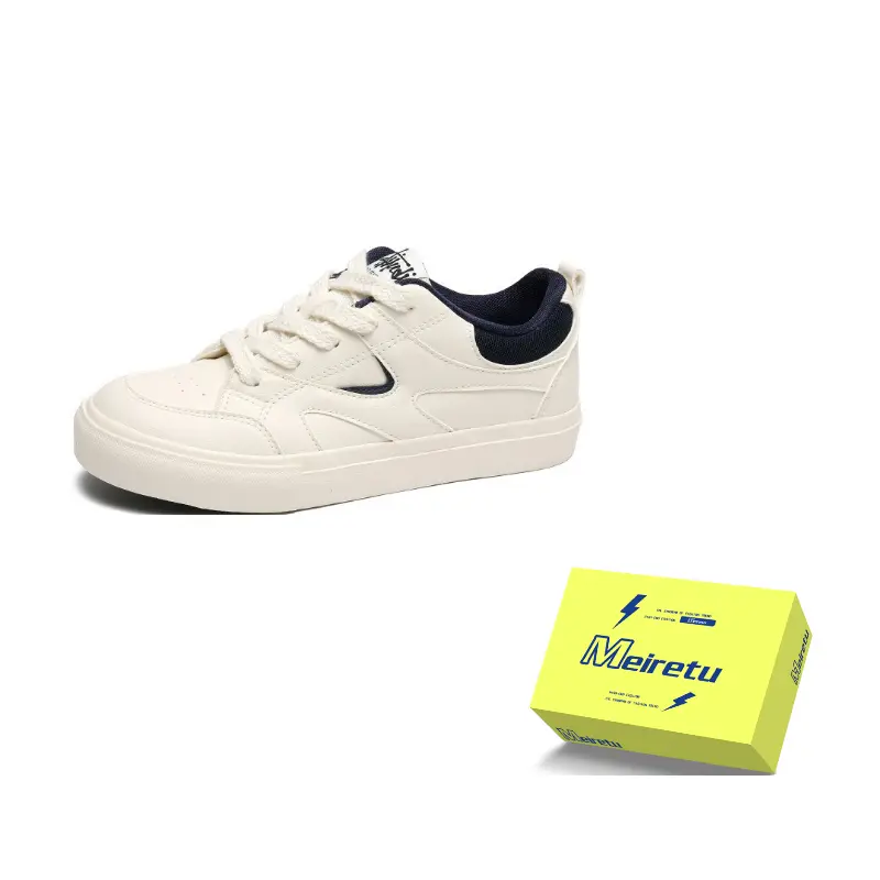 

Meiretu Мужские низкие скейтерские кроссовки с амортизацией и вентиляцией - бежево-голубые, цвет Beige Blue