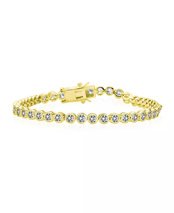 

Теннисный браслет для торжественной вечеринки с 10-каратным прозрачным кубическим цирконием и оправой в форме пузыря, серебро 925 пробы, позолота 14 карат Bling Jewelry, gold-tone