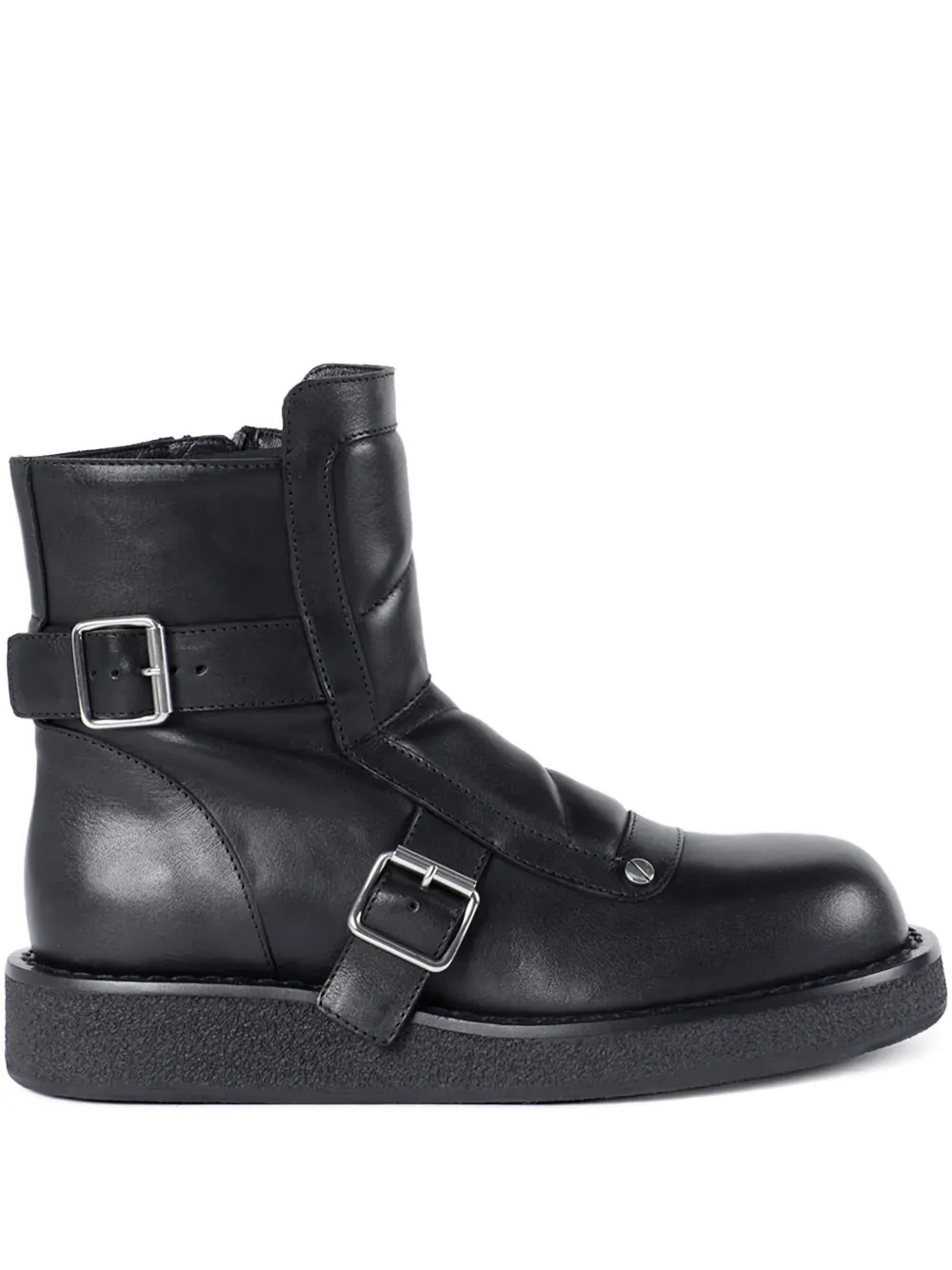 

Стеганые кожаные ботинки с пряжкой Ann Demeulemeester, черный