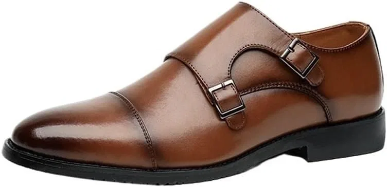 Лоферы мужские Synthetic Leather Toe Double Monk Brown UOPYNE