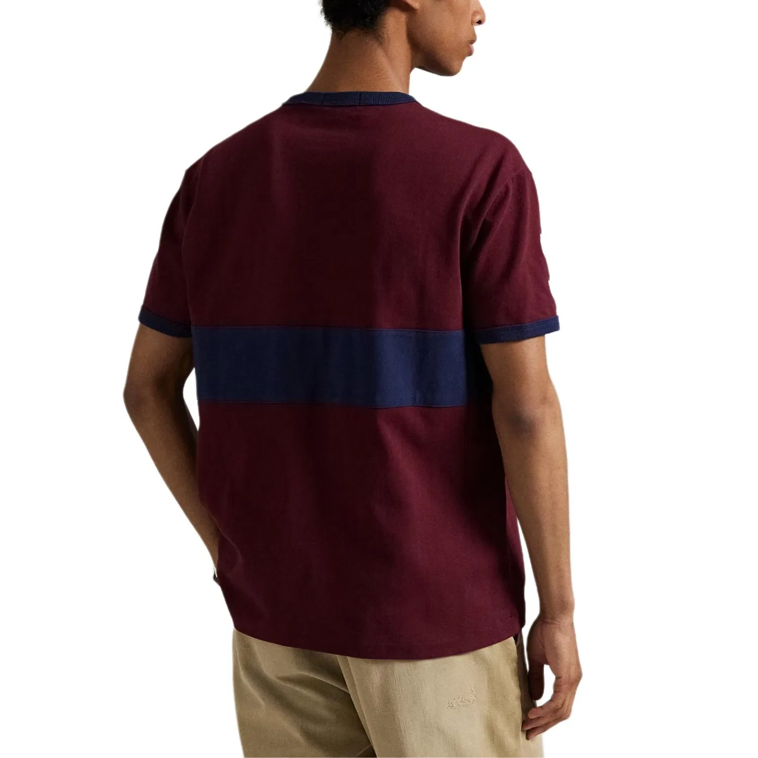Футболка с цветными блоками patch-details Polo Ralph Lauren, Classic Wine Red/Newport Marine Blue — фото 3