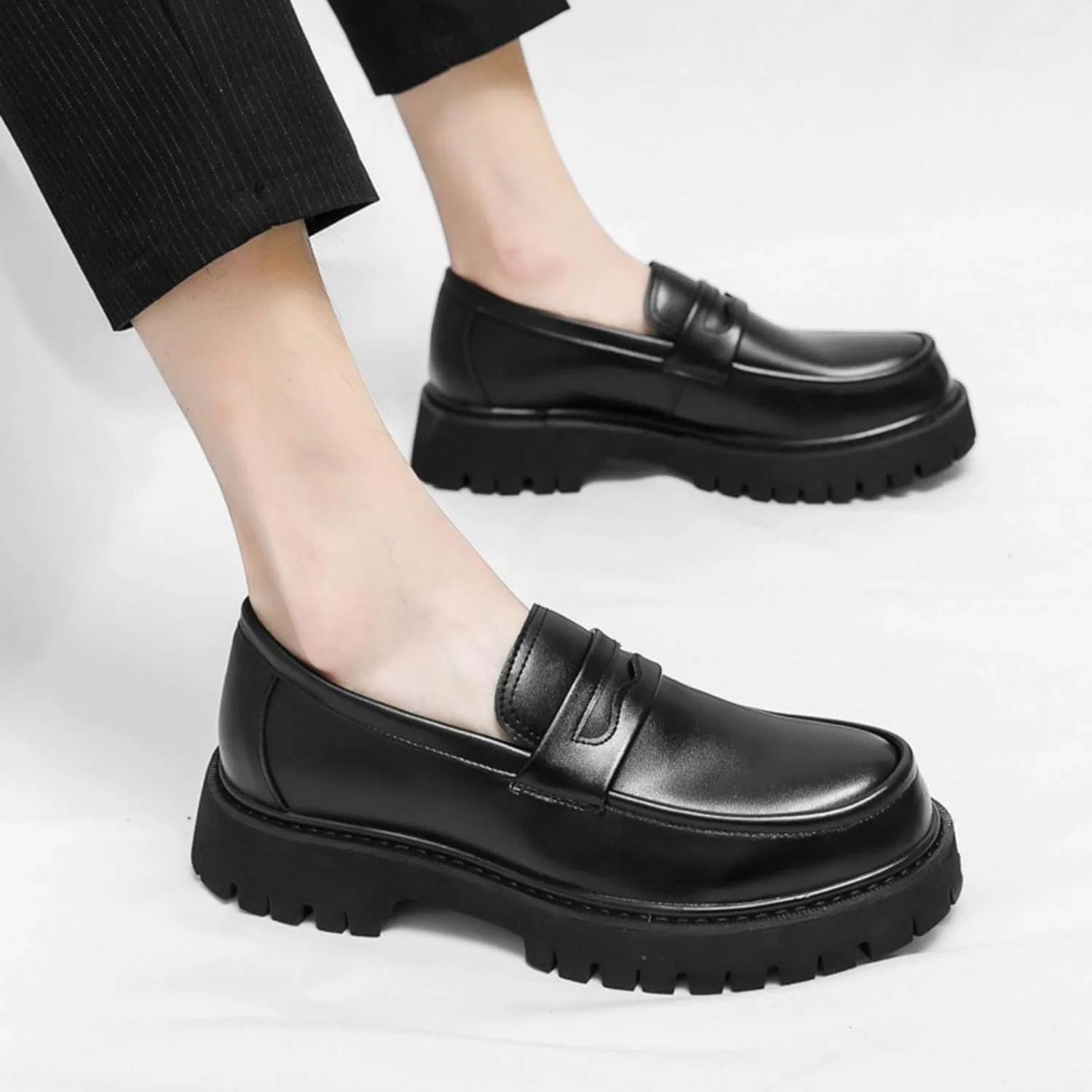 Generic Туфли 2026 Schuhe Herren Frhlings- Herbstausgabe Jugend Le Fu Dicke Sohlen Höhe erhöhende Schwarze Mode Casual Lederschuhe — фото 2