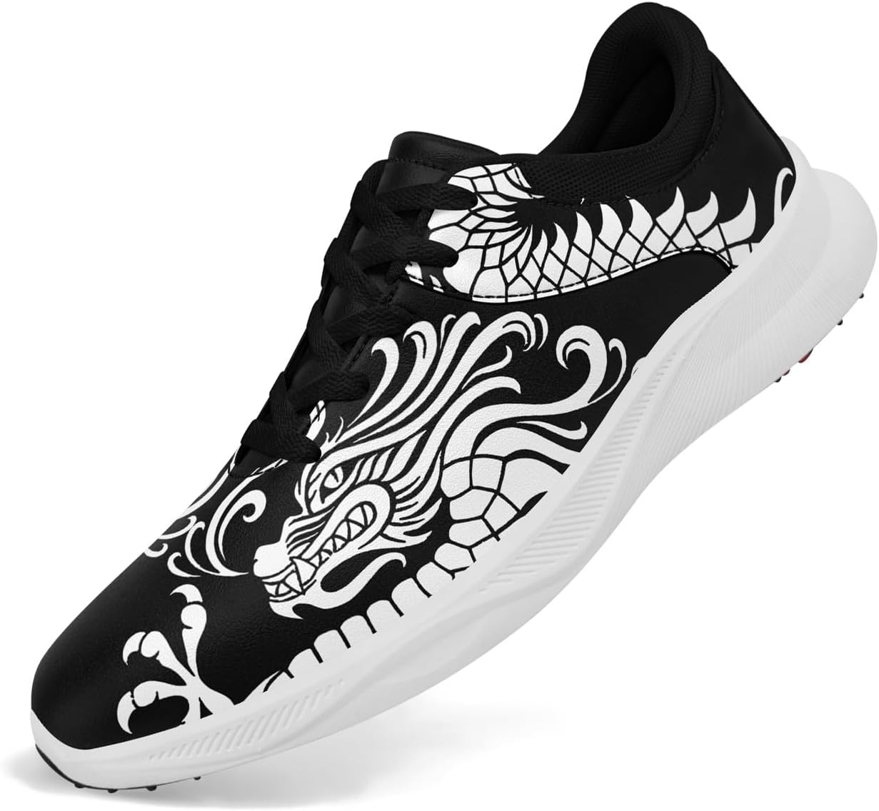 

Мужские гольф-туфли Dragon, спортивные кроссовки для гольфа без шипов, противоскользящие, с амортизацией, водонепроницаемые, для ходьбы, для женщин Coolcustomize, белый/черный