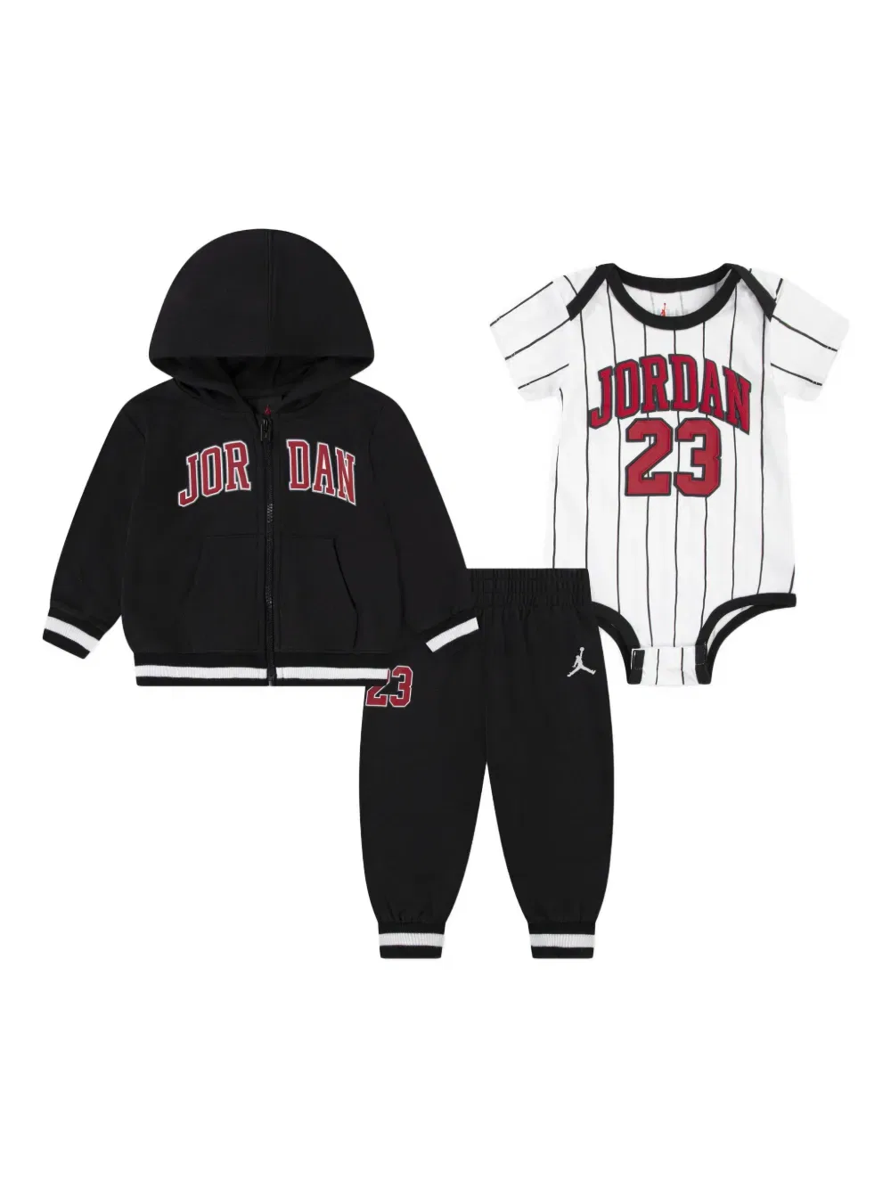 Спортивный костюм из смесовой хлопковой ткани (комплект из трех предметов) Jordan Kids, черный