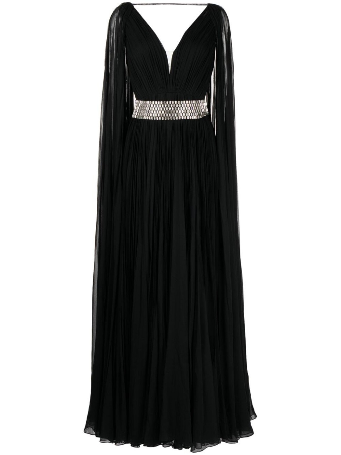 

Шелковое платье с рукавами-кейпом Jenny Packham, черный