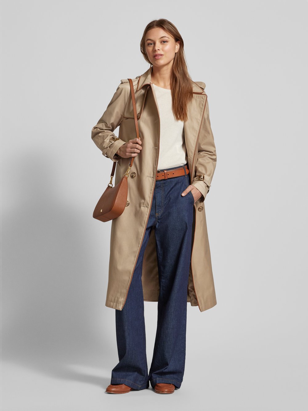 

Тренчкот с поясом на талии Lauren Ralph Lauren, бежевый