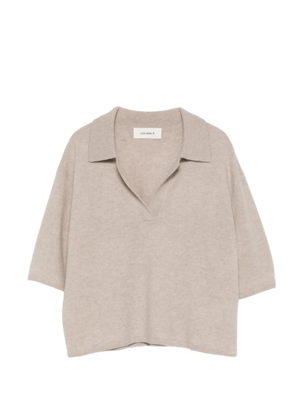 

Топ с V-образным вырезом и воротником Neela Lisa Yang, бежевый