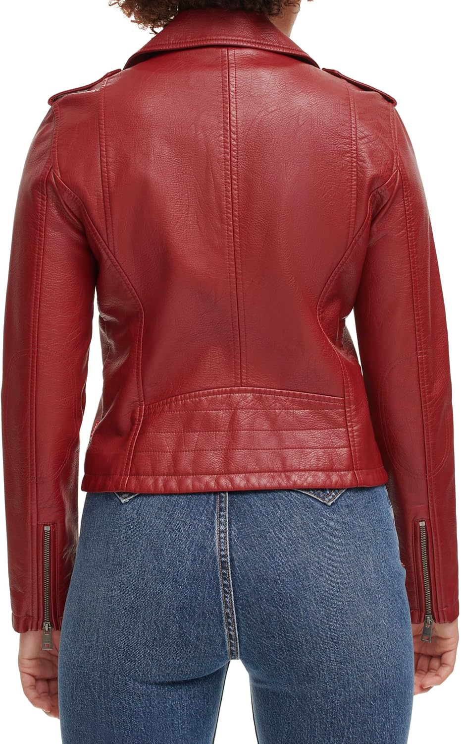 Женская куртка-косуха Levi's классическая кожаная, вишневый — фото 4