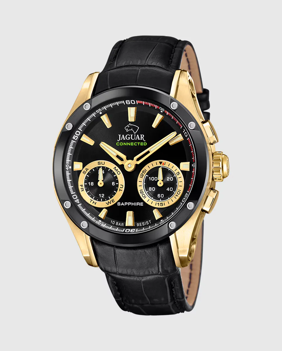 

J962/2 Connected черные кожаные мужские часы Jaguar, черный