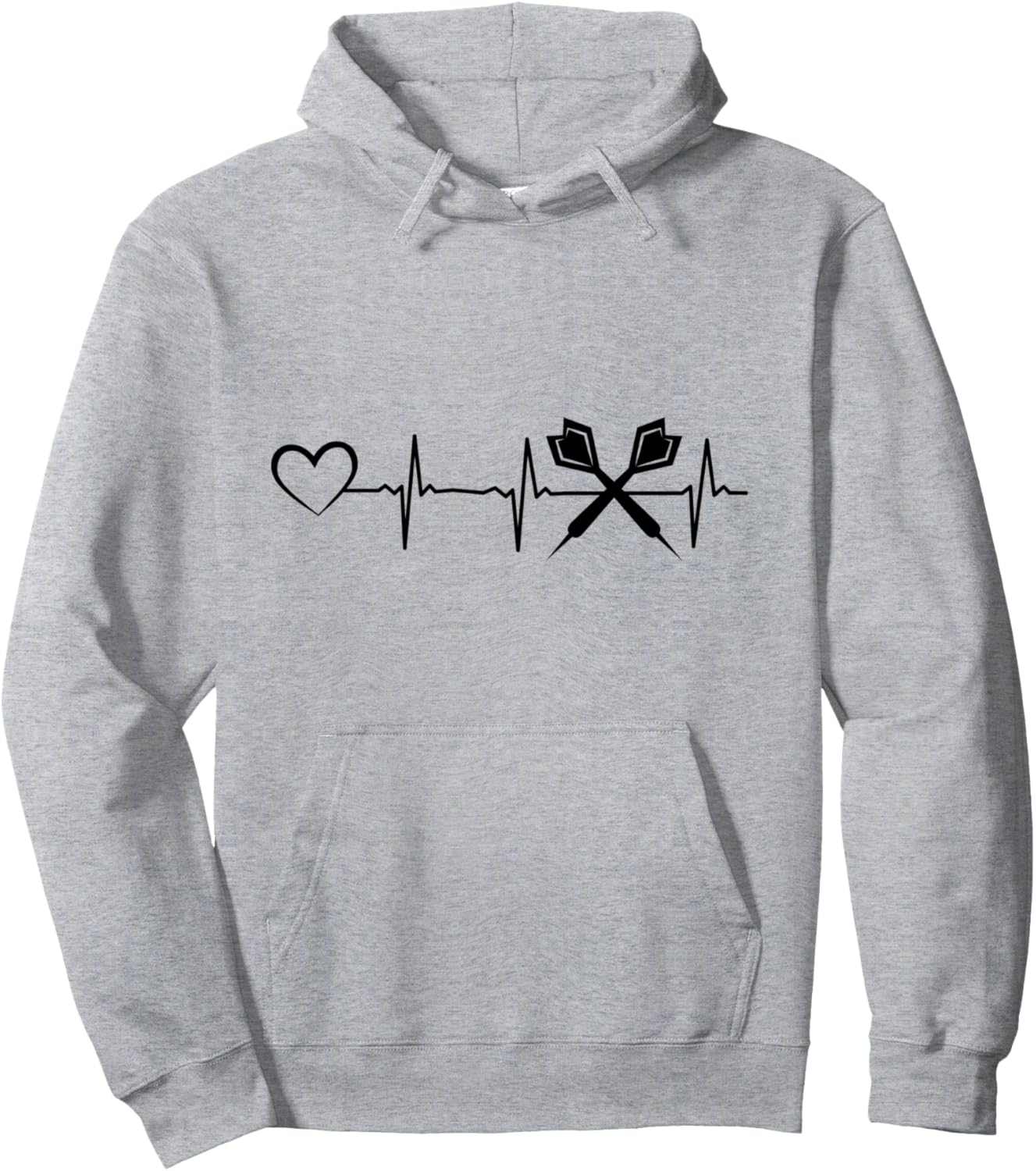 

Толстовка с надписью «Дартс: сердцебиение, ЭКГ, Heartline Darts Game Dart Player Hoodie» Playing Darts Clothing, серый
