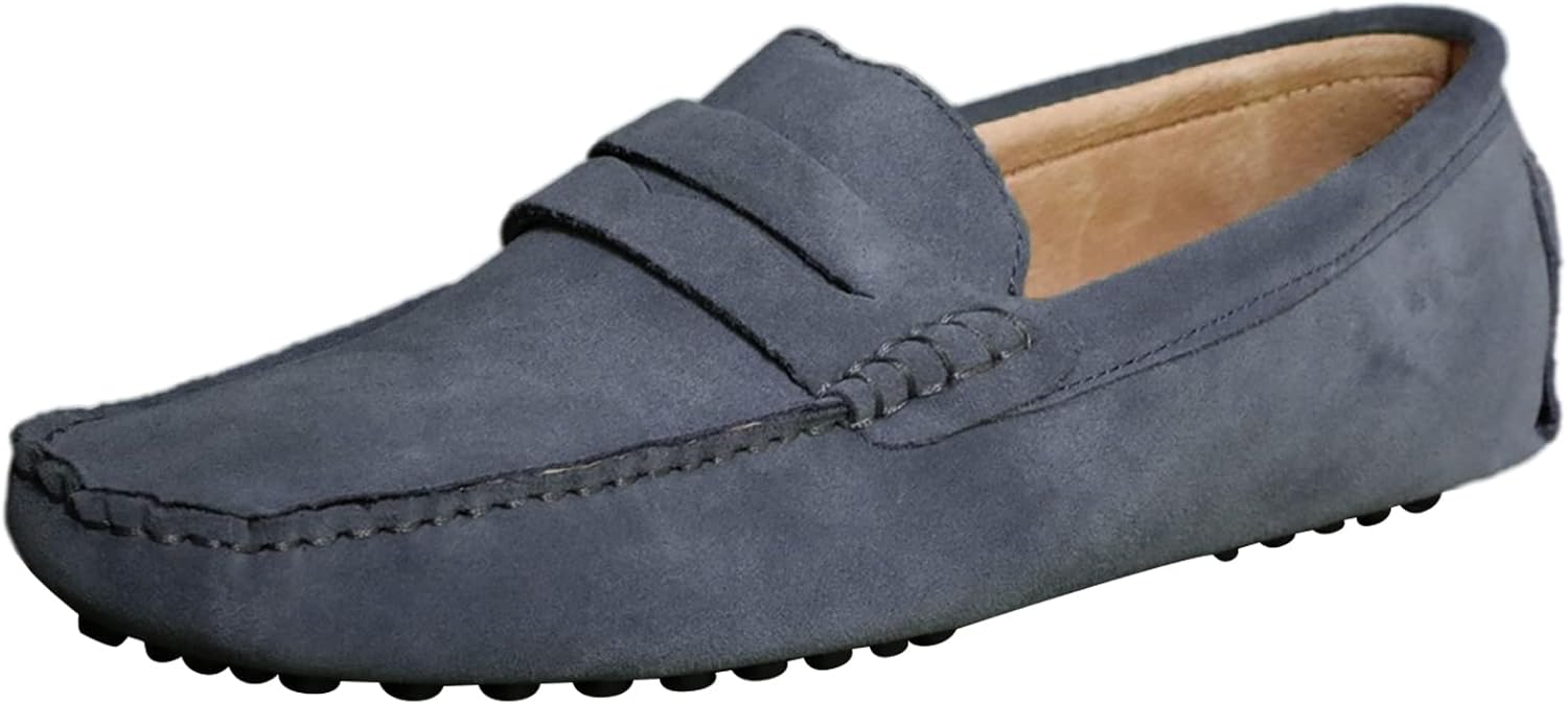 

Мужские замшевые кожаные лоферы ANUFER, удобные мокасины, серый