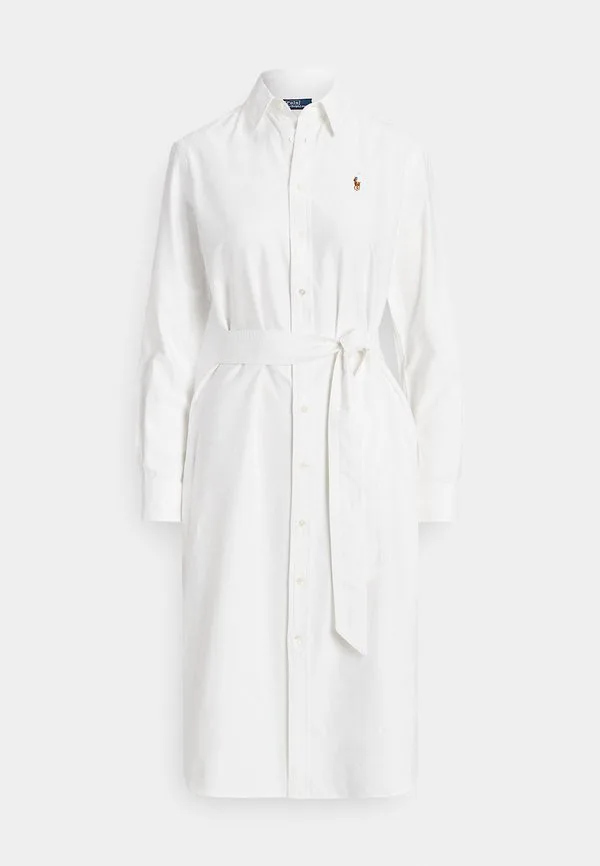 Платье-Рубашка из хлопка с поясом, оксфордская рубашка Polo Ralph Lauren, White — фото 4